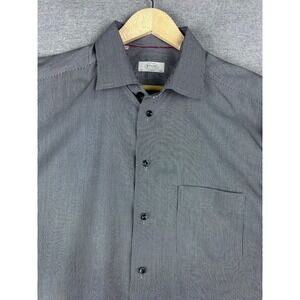 Eton Classic Fit Dress Shirt Mens 17.5 44 XXL Black White Micro Stripe Cotton